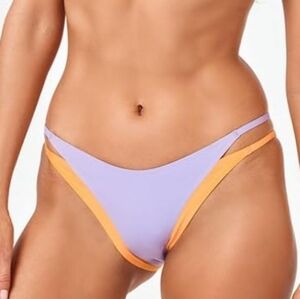 NWT L*Space Womens Billie Bitsy Bikini Swim Bottom Purple Orange Size L Seamless
